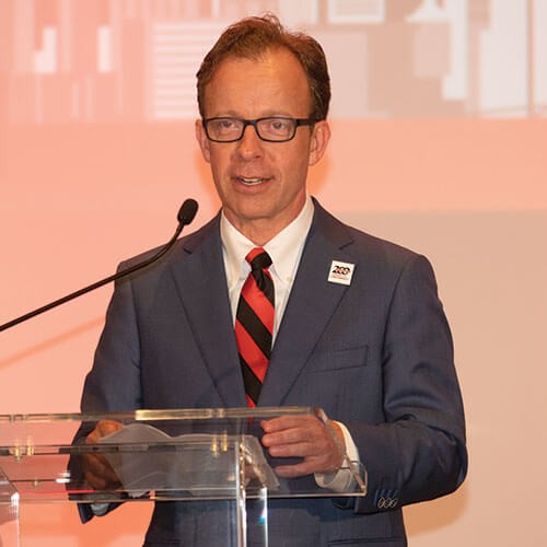 Jerry Atkins speaking at the 2019 UC Real Estate Center Dinner