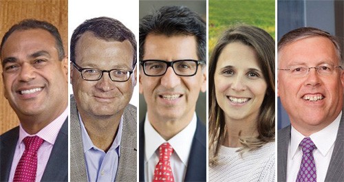 Tiled image of headshots, left to right: Josef Allen, Bill Davis, Anil Hinduja, Clarissa A. Niese, and Douglas W. Roeder