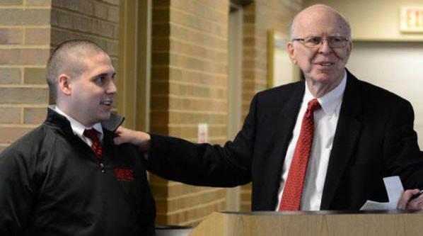 Drew Harmon, BBA '14 (left) with Marvin P. Kolodzik