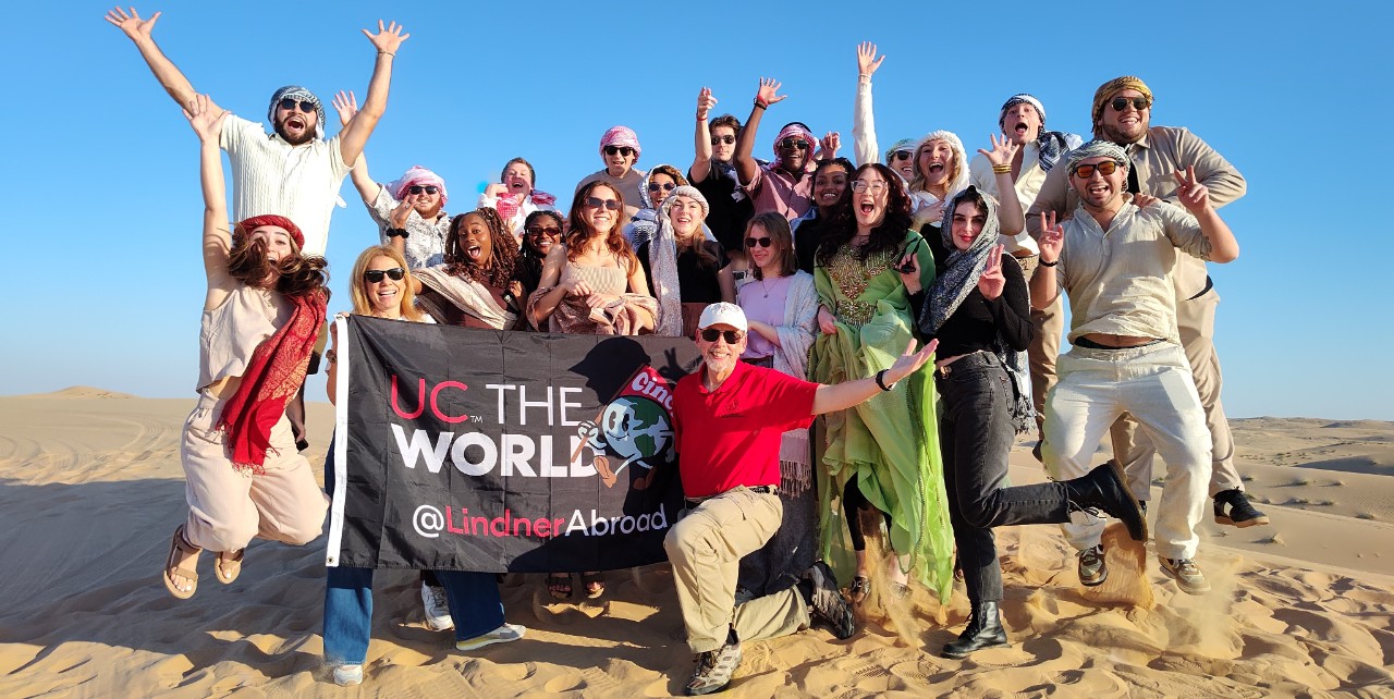 UC students in desert in UAE.